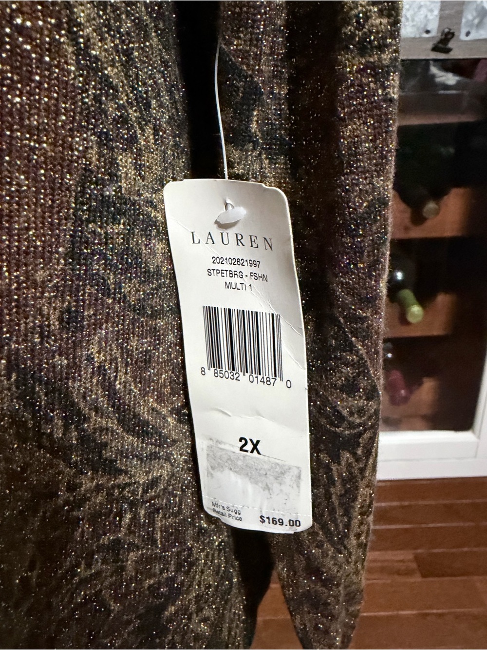 NWT Lauren Ralph Lauren 2X Metallic Paisley Long Sleeve Top - Picture 5 of 6